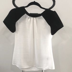 Banana Republic light and silky black and white blouse.